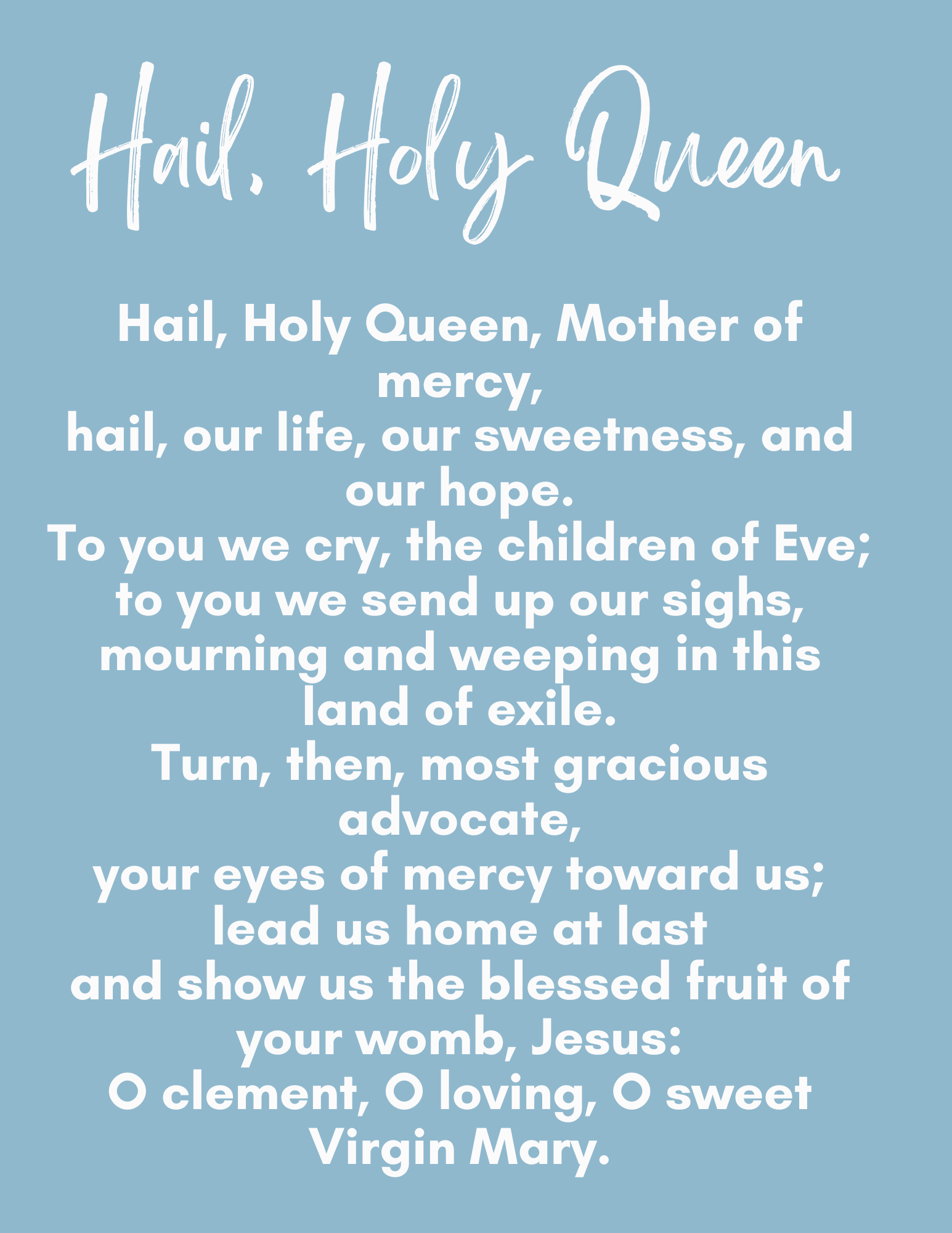 Hail Holy Queen Prayer Card (Packs of 10, 100 or 250) National Church