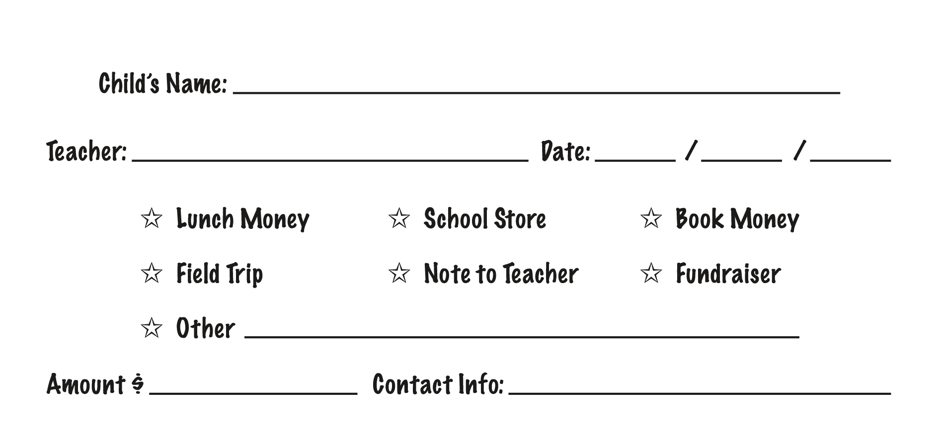 School envelopes lunch money envelopes field trip money envelopes by NCS Solutions