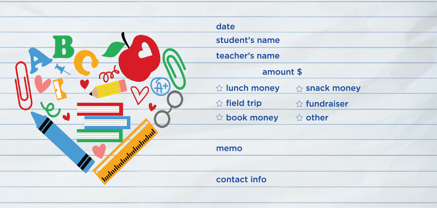 School envelopes lunch money envelopes field trip money envelopes by NCS Solutions